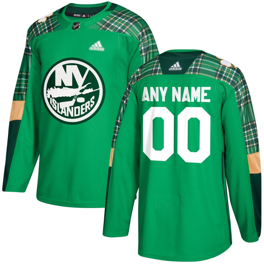 Men Adidas New York Islanders Personalized Green St. Patrick Day Custom Practice NHL Jersey->customized nhl jersey->Custom Jersey